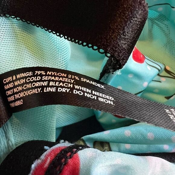 Torrid 40D T-Shirt Bra & Large Cheeky XO Back Panty Teal Cherry Floral Print - Picture 8 of 10